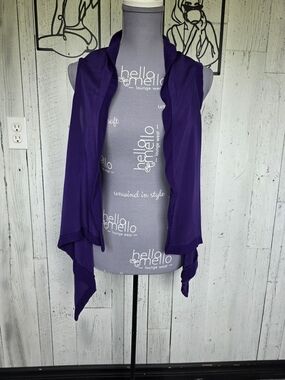 Calvin Klein Purple Open Front Drape Cardigan | Sleeveless | XS
